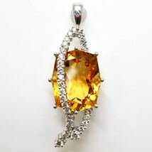 ソーティング付き!!＊K18WGシトリン/天然ダイヤモンドペンダントトップ＊m 約6.5g citrine 黄水晶 pendant necklace jewelry EE0/EE2_画像1