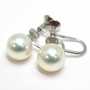 ＊MIKIMOTO(ミキモト) K18WGアコヤ本真珠イヤリング＊m 約2.6g 約7.5mm パール pearl earring jewelry DI2/EA2