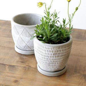  flower pot planter pot cover stylish cement Northern Europe natural saucer attaching relief cement planter WH 2 piece set 