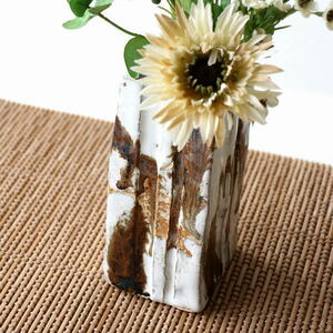 花瓶 花びん 陶器 瀬戸焼 花器 フラワーベース 日本製 和風 手作り おしゃれ 角型 インテリア 陶芸 白ナマコ 花入れ
