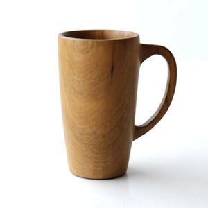 マグカップ 木製 チーク 天然木 無垢材 ウッド 木目 おしゃれ シンプル ナチュラル コーヒーカップ 湯のみ チークウッドのマグカップL