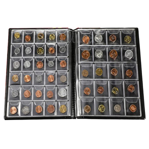コインアルバム【2冊セット】ブラウン コインホルダー 250枚収納 記念硬貨 メダル 古銭 切手 収集 コレクション コインケース 記念コインの画像2