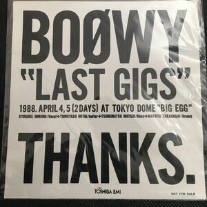 新品 未使用 当時物 BOOWY LAST GIGS ステッカー 氷室京介 布袋寅泰