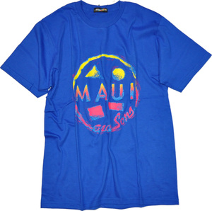 MAUI&SONS マウイアンドサンズ Tシャツ 半袖丸首 フロントプリント Mサイズ blue青 MUI-ST04