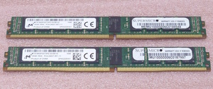 ◆Micron MTA18ADF2G72PZ-2G3B1 2枚セット - PC4-19200/DDR4-2400/PC4-2400T ECC Registered 288Pin VLP DDR4 RDIMM 32GB(16GB x2) 動作品