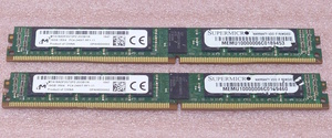 ＃Micron MTA18ADF2G72PZ-2G3B1 2枚セット - PC4-19200/DDR4-2400/PC4-2400T ECC Registered 288Pin VLP DDR4 RDIMM 32GB(16GB x2) 動作品