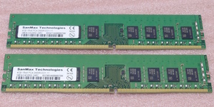 ○SanMax SMD4-E4G28SE-24RC 2枚セット *PC4-19200/DDR4-2400 Samsungチップ ECC Unbuffered 288Pin DDR4 UDIMM 8GB(4GB x2) 動作品