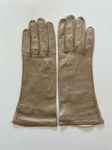 【美品】イタリア製　Sacha Gloves　レディース　レザーグローブ　ベージュ系　革手袋　裏地無し　サイズ7ハーフ