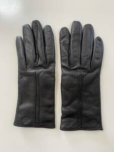 [ beautiful goods ] Italy made Orobianco lady's leather glove black black leather gloves size 21cm wool lining Orobianco