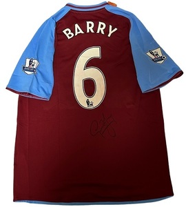 Aston Villa 2008-09 Garre Barry Skad Sign Home Umiform Aston Villa Manchester City