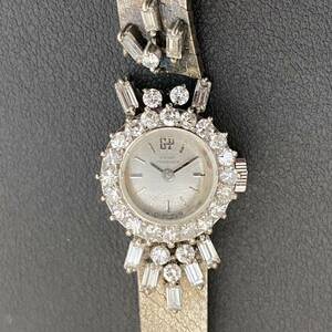 【S-1】GP GIRARD PERREGAUX ジラール・ペルゴ 機械式 手巻き式 ベルト一体型 腕時計 ダイヤモンド 宝石 ※動作未確認 ベルト破損有