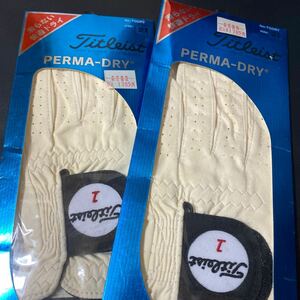Titleist PERMA-DRY ゴルフグローブ２袋　左手用サイズ21 ホワイト　未使用保管品　パーマドライグローブ　高級人工革素材全天候型グローブ