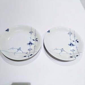 (SM1113) ロイヤルコペンハーゲン Royal Copenhagen ブルーパルメッテ BLUE PALMETTE プレート 大皿 2枚セット 26cm 西洋 陶磁器 洋食器