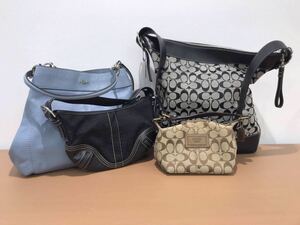 （T3237他）☆1円～☆COACH コーチ バニティ/ミニシグネチャーバッグ/ シグネチャーショルダーバッグ/2WAYレザーバッグ/おまとめ4点セット 