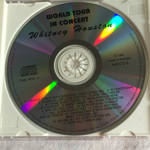 Whitney Houston「WORLD TOUR IN CONCERT」＊ライブ音源 ＊1994年リリース・オーストラリア盤 ＊EUROPE/USA 1991-1994の画像4