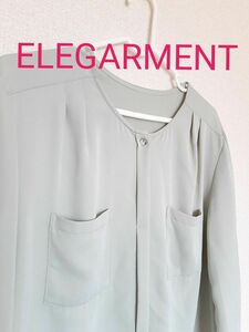 【ELEGARMENT】ノーカラー ブラウス シャツ 薄手　サラサラ素材