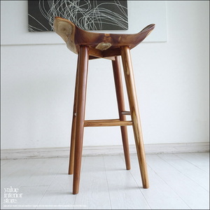 チーク無垢材 バースツールPriv/03 椅子 カウンターチェア ハイスツール イス 素朴 プリミティブ 無垢材家具 H84.5cm