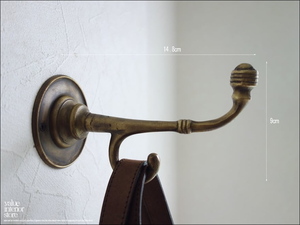  brass double wall hook kausar brass hook retro style wall hanging storage hat .. coat hanger jacket hanger brass made L approximately 14.8cm