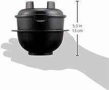 カクセー 炊飯器 電子レンジ調理 一合炊き 備長炭配合 ちびくろちゃん ブラック 約直径13.9×高さ12.5cm しゃもじ：約長_画像8