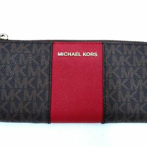 ネコポスOK MICHAEL KORS マイケルコース 35H8GIJE3B 総柄 長 財布 ダークブラウン ■■ ☆ eba2 レディースの画像1