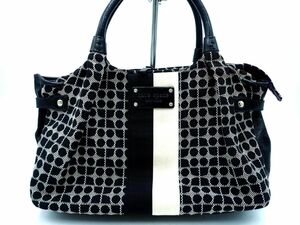 kate spade ケイトスペード ジャガード セミショルダー バッグ 黒ｘグレー ■■ ☆ eba2 レディース