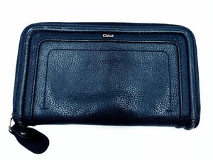 Chloe クロエ パラティ ラウンドジップ 長 財布 紺 ■■ ☆ eba5 レディース