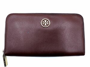 Tory Burch トリーバーチ レザー ラウンドジップ 長 財布 茶 ■■ ☆ eba6 レディース