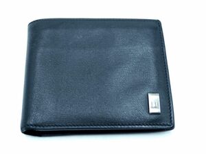 dunhill ダンヒル プレートロゴ 二つ折り 財布 黒 ■■ ☆ ebb5 メンズ