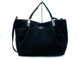 kate spade ケイトスペード スウェード 2WAY ショルダー バッグ 黒 ■■ ☆ ebc0 レディース