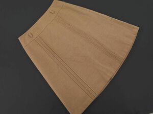 SunaUna SunaUna wool 100% pin tuck A line trapezoid skirt size38/ beige *# * eba1 lady's 