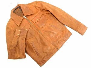  Abahouse cow leather leather jacket size2/ tea *# * eba1 men's 