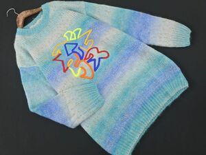 ELF SACK エルフサック 刺繍 グラデーション ニット セーター sizeS/青 ◇■ ☆ eba2 レディース