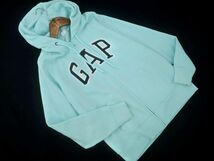 GAP ギャップ 裏起毛 ロゴ ジップアップ パーカー sizeM/水色 ◇■ ☆ eba5 レディース_画像1