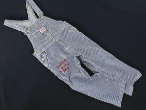 DOUBLE.B ダブルB ミキハウス ストライプ クマ 刺繍 サロペット オーバーオール 100cm 紺 ■■ ☆ eba6 子供服