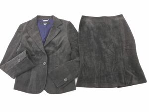 INED Ined velour setup jacket skirt suit size on 9 under 7/ charcoal *# * eba7 lady's 