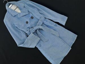 CECIL McBEE Cecil McBee Denim style ribbon belt attaching double coat sizeM/ blue *# * eba7 lady's 