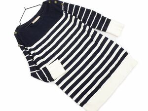 BANANA REPUBLIC バナナリパブリック ボーダー ニット セーター sizeS/白ｘ紺 ◇■ ☆ eba7 レディース