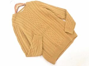 N.en Natural Beauty Basic wool . cable braided knitted sweater sizeM/ Camel *# * eba9 lady's 