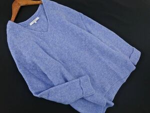 UNTITLED アンタイトル ウール混 Vネック ニット セーター size4/青 ◇■ ☆ eba9 レディース