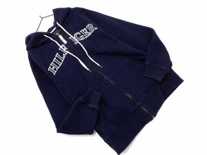 TOMMY HILFIGER トミーヒルフィガー 裏起毛 ロゴ ジップアップ パーカー sizeS/濃紺 ◇■ ☆ ebb3 レディース