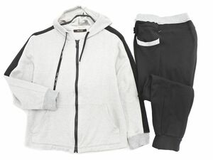 COMME CA MEN コムサメン ジップアップ パーカー ジョガーパンツ セットアップ sizeM/グレーｘ黒 ◇■ ☆ ebb3 メンズ