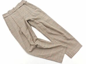 ZARA basic ザラ ベーシック チェック ベルト付き テーパード パンツ sizeM/ベージュ ◇■ ☆ ebb5 レディース