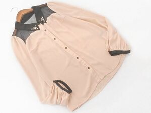 Ingni Inging Ture Blouse рубашка Sizem/Pink Beige x Black ■ ☆ Ebb5 Ladies