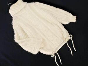 dazzlin Dazzlin cable braided ta-toru neck knitted sweater sizeF/ eggshell white *# * ebb6 lady's 