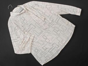 ネコポスOK ALPHACUBIC アルファキュービック 総柄 リボン ブラウス シャツ size9R/オフホワイト ■◇ ☆ ebb9 レディース