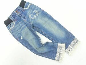 &LOVE アンドラブ masami satomi レース 切替 ハート クロップド デニムパンツ size58/青 ■■ ☆ ebc0 レディース