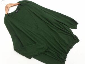 AS KNOW ASaznouaza.no.ne.ne V neck knitted sweater sizeF/ green *# * ebc3 lady's 