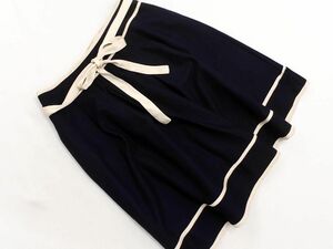  Karl park lane wool . piping flair skirt size11/ navy blue *# * ebc3 lady's 
