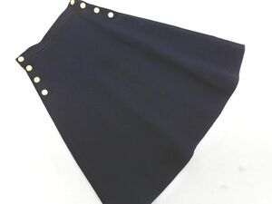 MACPHEE McAfee Tomorrowland wool 100% gold button A line trapezoid skirt size34/ black *# * ebc6 lady's 