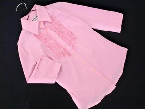  cat pohs OK MORGAN Morgan frill 7 part sleeve stretch blouse shirt pink #* * ebc8 lady's 